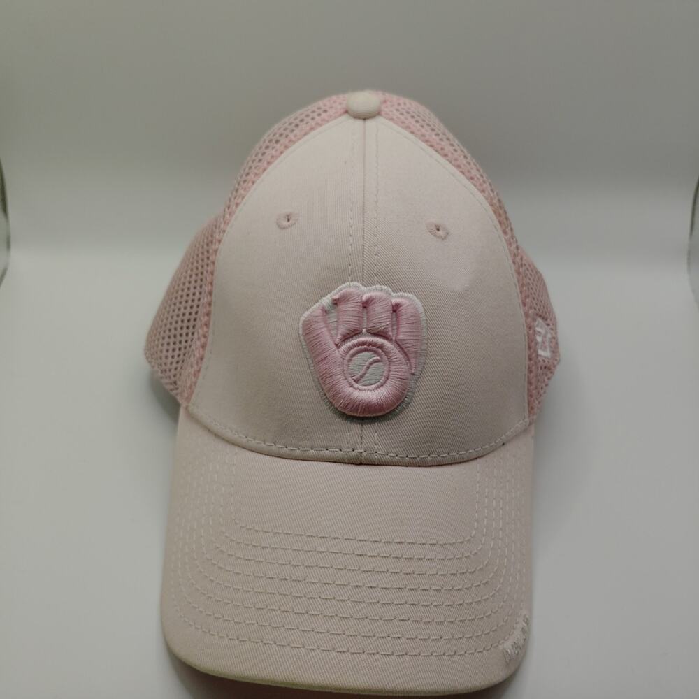 New Era Milwaukee Brewers Women's Pink Mesh Trucker Hat Hat MLB Fan Gear